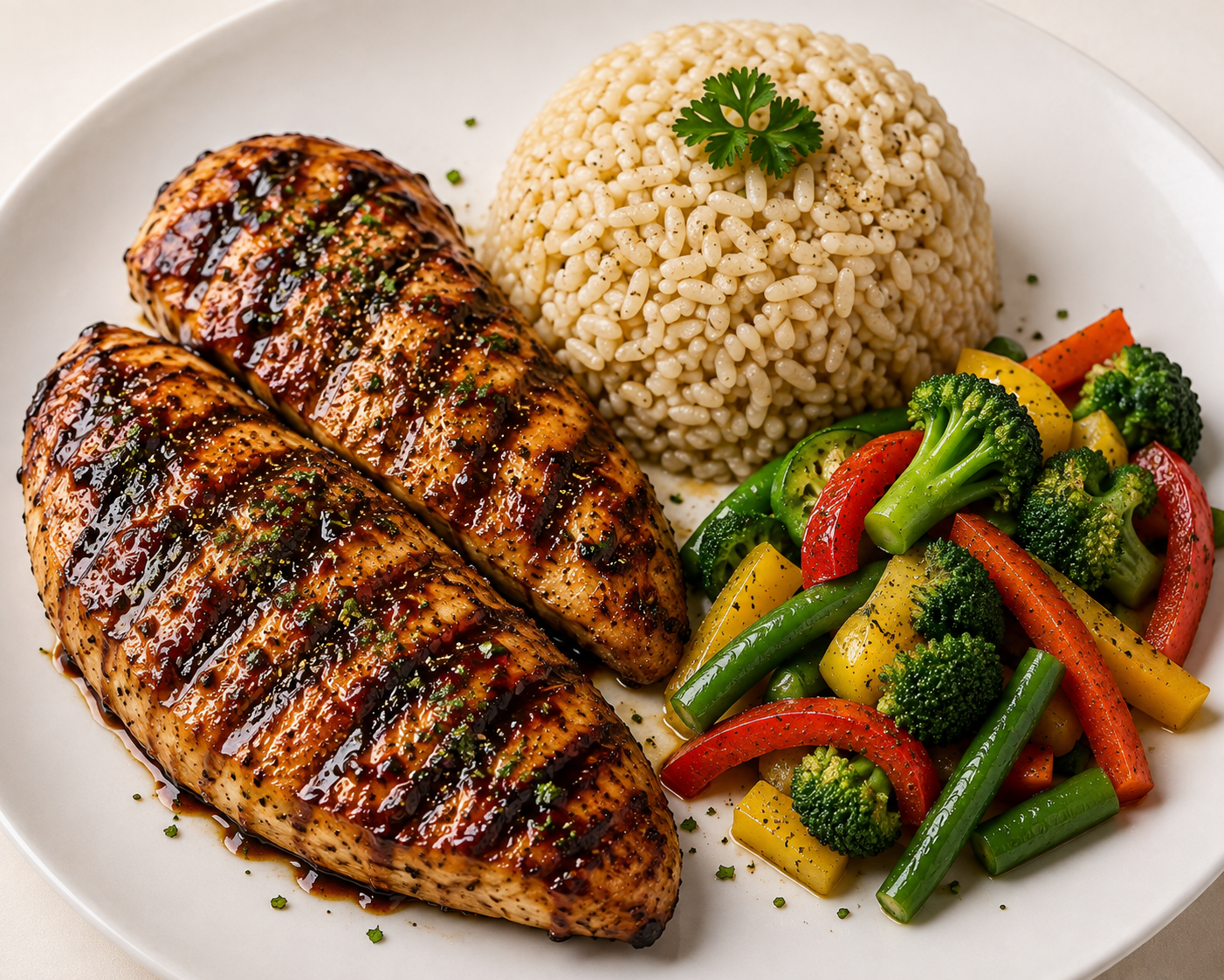 Double Chicken Breast with Brown Rice & Veggies