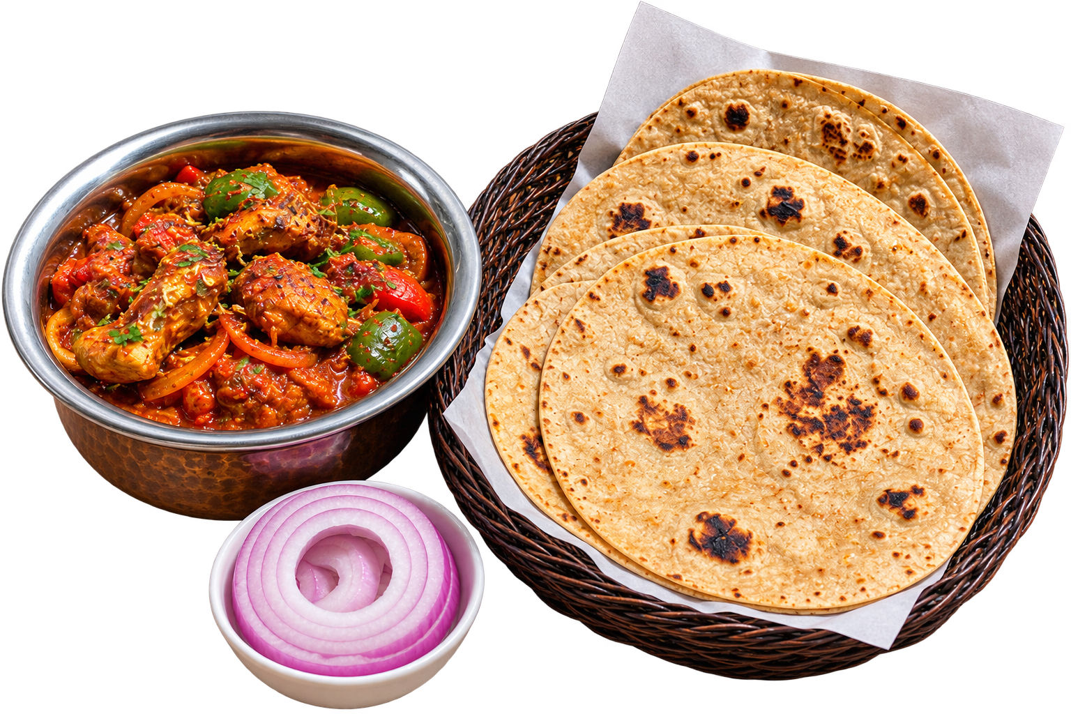 Roti (4 pcs) + Chicken Kadai Masala