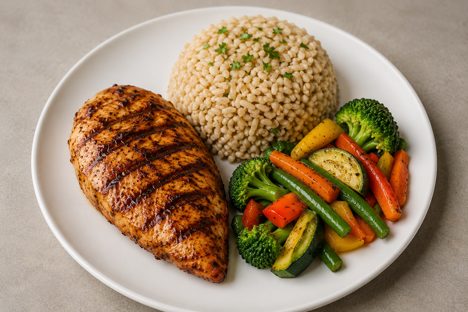 Single Chicken Breast with Brown Rice Veggies