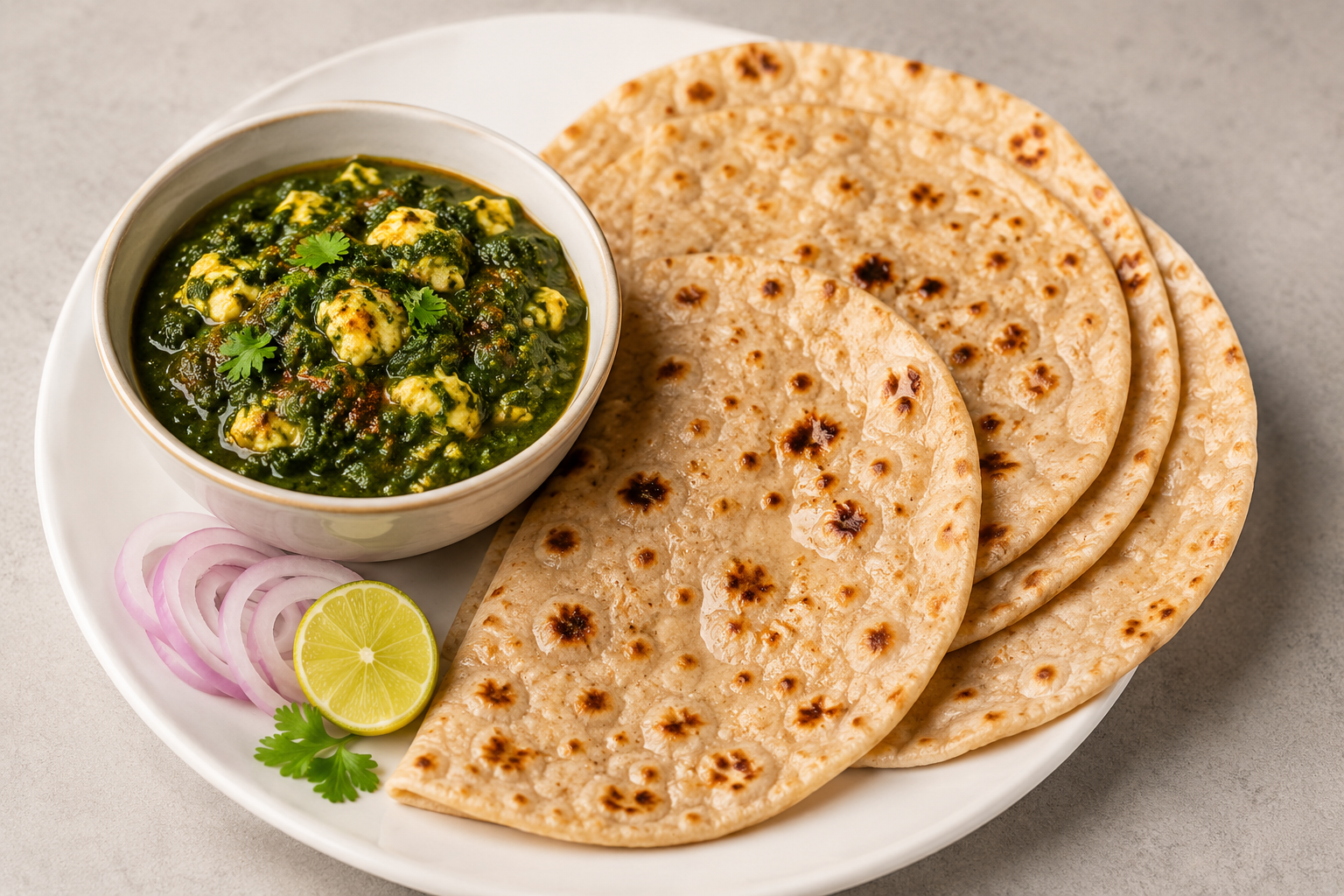 Roti (4pcs) + Egg Palak Masala (3 eggs)